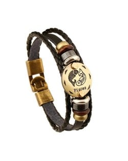 12 Constellation Theme Fashion Leather Bracelet - Pisces