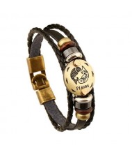 12 Constellation Theme Fashion Leather Bracelet - Pisces