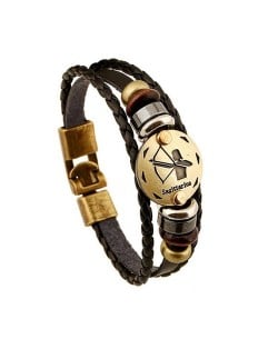 12 Constellation Theme Fashion Leather Bracelet - Sagittarius