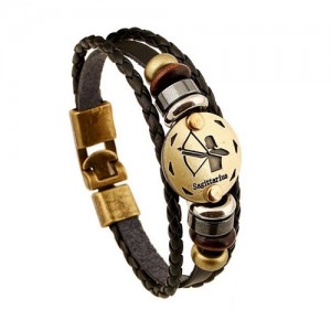 12 Constellation Theme Fashion Leather Bracelet - Sagittarius