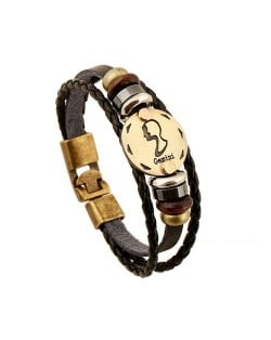 12 Constellation Theme Fashion Leather Bracelet - Gemini
