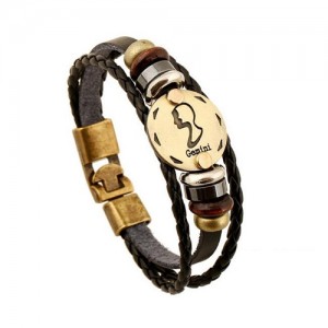 12 Constellation Theme Fashion Leather Bracelet - Gemini