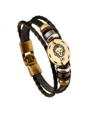 12 Constellation Theme Fashion Leather Bracelet - Leo
