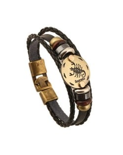 12 Constellation Theme Fashion Leather Bracelet - Scorpio