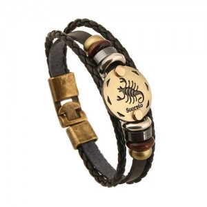 12 Constellation Theme Fashion Leather Bracelet - Scorpio