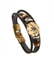 12 Constellation Theme Fashion Leather Bracelet - Scorpio