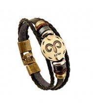 12 Constellation Theme Fashion Leather Bracelet - Aries