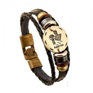 12 Constellation Theme Fashion Leather Bracelet - Aquarius