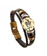 12 Constellation Theme Fashion Leather Bracelet - Aquarius