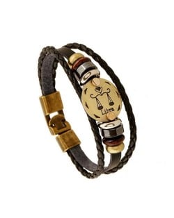 12 Constellation Theme Fashion Leather Bracelet - Libra
