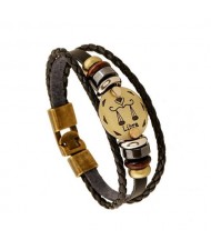 12 Constellation Theme Fashion Leather Bracelet - Libra