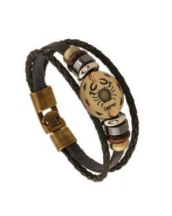 12 Constellation Theme Fashion Leather Bracelet - Cancer