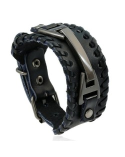 Punk Weaving Style Buckle High Fashion Bracelet - Black