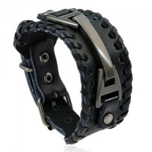 Punk Weaving Style Buckle High Fashion Bracelet - Black