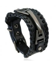 Punk Weaving Style Buckle High Fashion Bracelet - Black