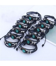 12 Constellations Combo Beads Decorated Design Leather High Fashion Bracelet Set