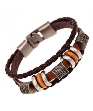 Prospitious Cloud Decorations Dual Layers Leather Fashion Bracelet - Coffee
