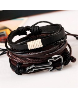 Guitar Pendant Multi-layer Fashion Leather Bracelet