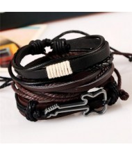 Guitar Pendant Multi-layer Fashion Leather Bracelet