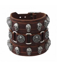 Alloy Skulls Embellished Three Layers Punk Fashion Bracelet