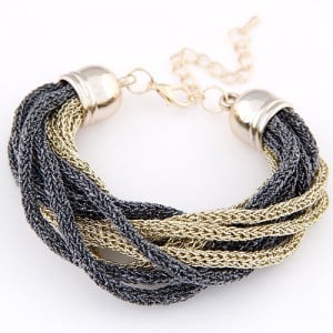 Weaving Style Alloy High Fashion Costume Bracelet - Gray