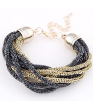 Weaving Style Alloy High Fashion Costume Bracelet - Gray