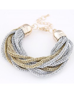 Weaving Style Alloy High Fashion Costume Bracelet - Silver