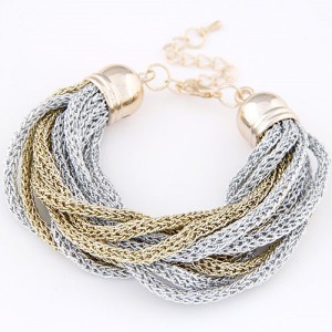 Weaving Style Alloy High Fashion Costume Bracelet - Silver