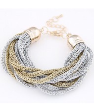 Weaving Style Alloy High Fashion Costume Bracelet - Silver