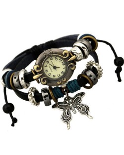 Butterfly Pendant Vintage Design Leather Wrist Watch