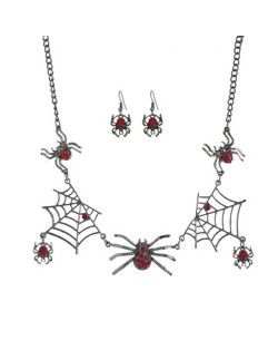 Spiders Theme High Fashion Short Costume Necklace and Earrings Set