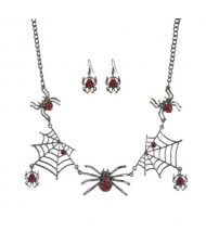 Spiders Theme High Fashion Short Costume Necklace and Earrings Set