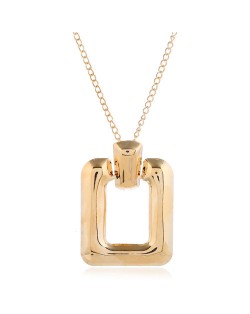 Glossy Square Pendant Unique Fashion Alloy Costume Necklace - Golden