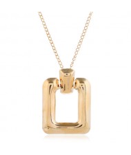 Glossy Square Pendant Unique Fashion Alloy Costume Necklace - Golden