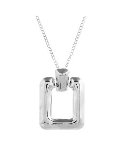 Glossy Square Pendant Unique Fashion Alloy Costume Necklace - Silver