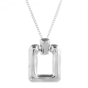 Glossy Square Pendant Unique Fashion Alloy Costume Necklace - Silver