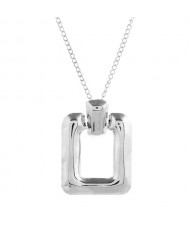 Glossy Square Pendant Unique Fashion Alloy Costume Necklace - Silver