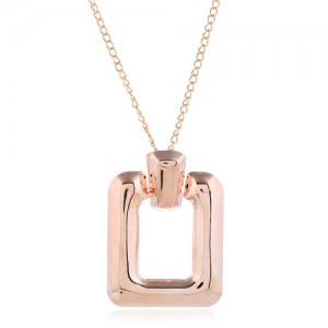 Glossy Square Pendant Unique Fashion Alloy Costume Necklace - Rose Gold