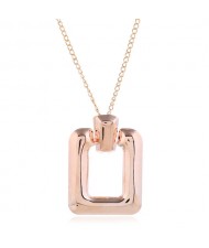 Glossy Square Pendant Unique Fashion Alloy Costume Necklace - Rose Gold