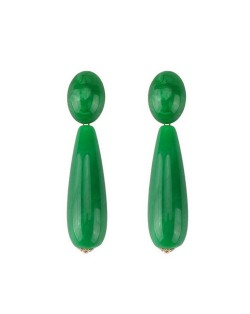 Green Stone Luxurious Style Fashion Costume Earrings