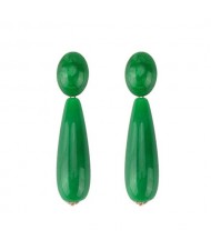 Green Stone Luxurious Style Fashion Costume Earrings