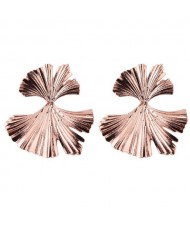 Ginkgo Leaf High Fashion Women Costume Earrings - Rose Gold