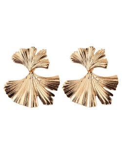 Ginkgo Leaf High Fashion Women Costume Earrings - Golden