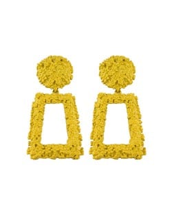 Coarse Texture Floral Geometric Design High Fashion Women Costume Earrings - Yellow