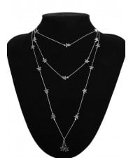 Popular Stars Triple Layers Official Lady Fashion Costume Necklace - Silver