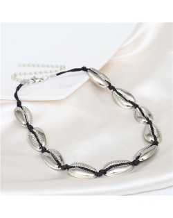 Alloy Seashell Vintage Style Women Costume Necklace - Silver