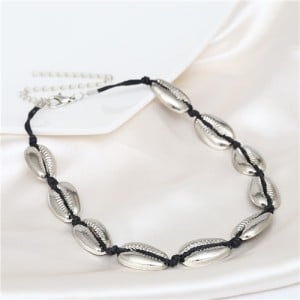 Alloy Seashell Vintage Style Women Costume Necklace - Silver