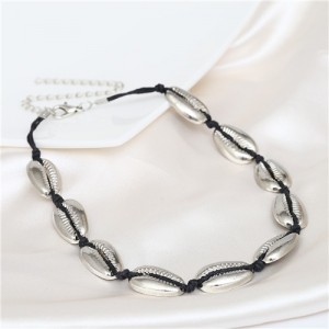 Alloy Seashell Vintage Style Women Costume Necklace - Silver
