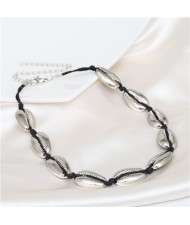 Alloy Seashell Vintage Style Women Costume Necklace - Silver