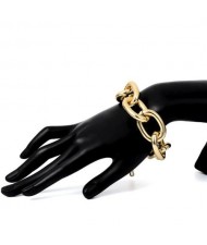 Chunky Chain Bold Fashion Choker Necklace and Bracelet 2 pcs Set - Golden